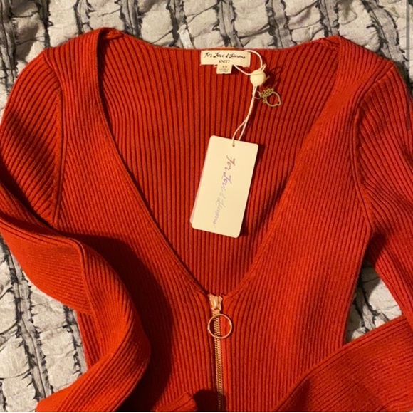 FOR LOVE AND LEMONS KNITZ RARE LONG SLEEVE ANNIE DRESS RED NWT - Picture 5 of 8